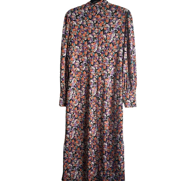 Mango verena floral balloons sleeves multi colored dress side slits size large - Picture 12 of 14
